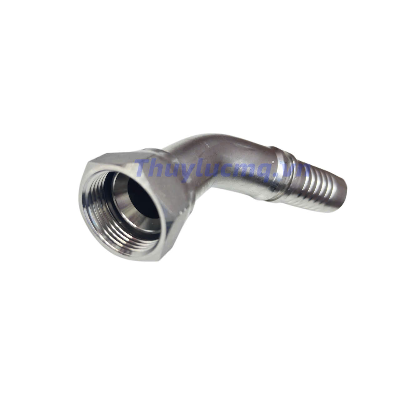 Đầu bấm ống thủy lực cong 45° inox 304, hệ ren JIC